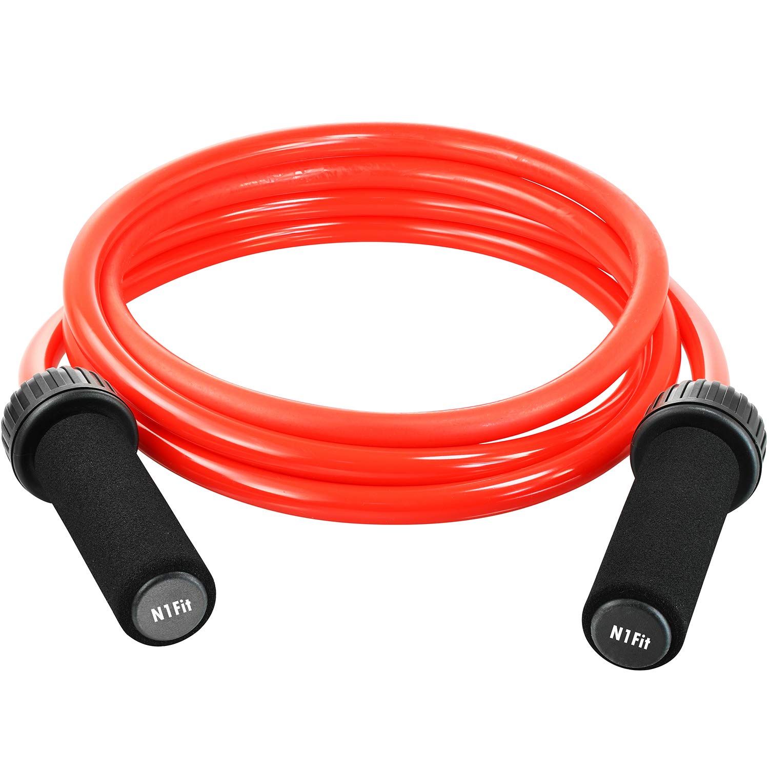 Weighted Jump Rope - (1.5LB) Solid PVC 12mm Diameter for Crossfit and Boxing - Heavy Jump Rope with Memory Non-Slip Cushioned Foam Grip Handles for Fitness Workouts Endurance and Strength Training