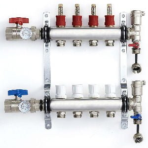 PEX Manifold Radiant Floor Heating Set 4 Loop System Stainless Steel Heated Hydronic Heating Oxygen Barrier Tubing