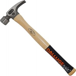 Dalluge 14oz"Lite" Titanium Hammer, Serrated Face with Nailoc Magnetic Nail Holder, 15" Straight Hickory Handle