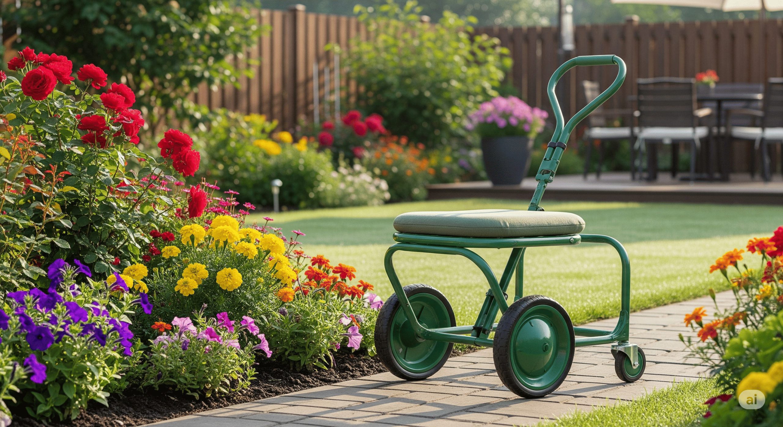 a rolling garden seat scaled