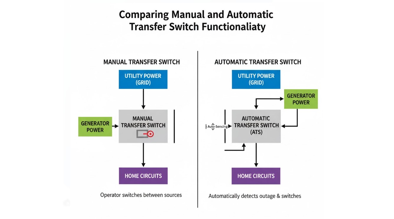 The Complete Guide to Installing a Transfer Switch for Your Generator 1 Comparing-Manual-and-Automatic-Transfer