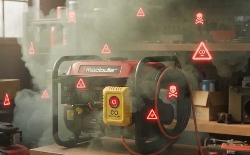 Concept image showing a generator running indoors