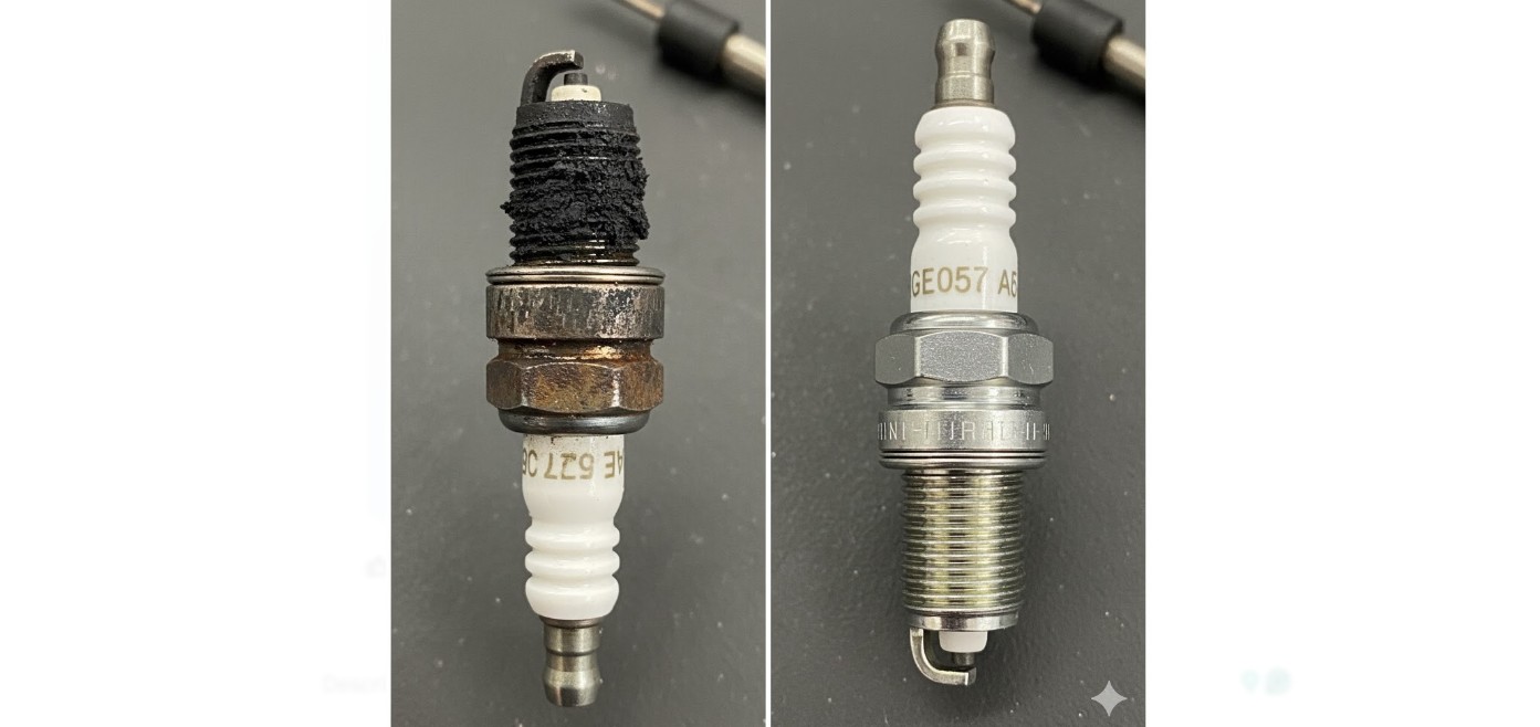 DIY Guide to Replacing Spark Plugs in Generators 3 a heavily carbon-fouled, black spark plug